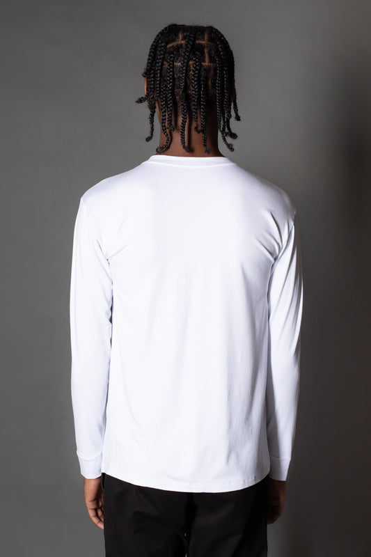 Camiseta Manga Longa Slim Gola Portuguesa 5 Botões - Branco