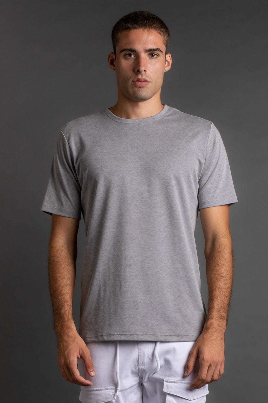 Camiseta Manga Curta Gola Redonda - Chumbo