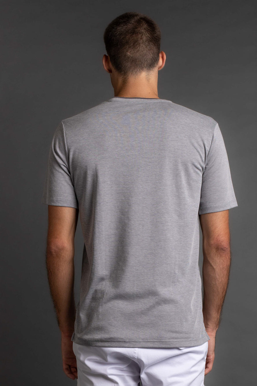 Camiseta Manga Curta Gola Redonda - Chumbo