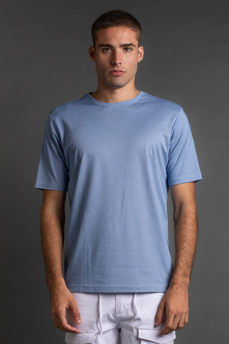 Camiseta Manga Curta Gola Redonda - Azul Claro