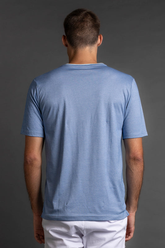 Camiseta Manga Curta Gola Redonda - Azul Claro