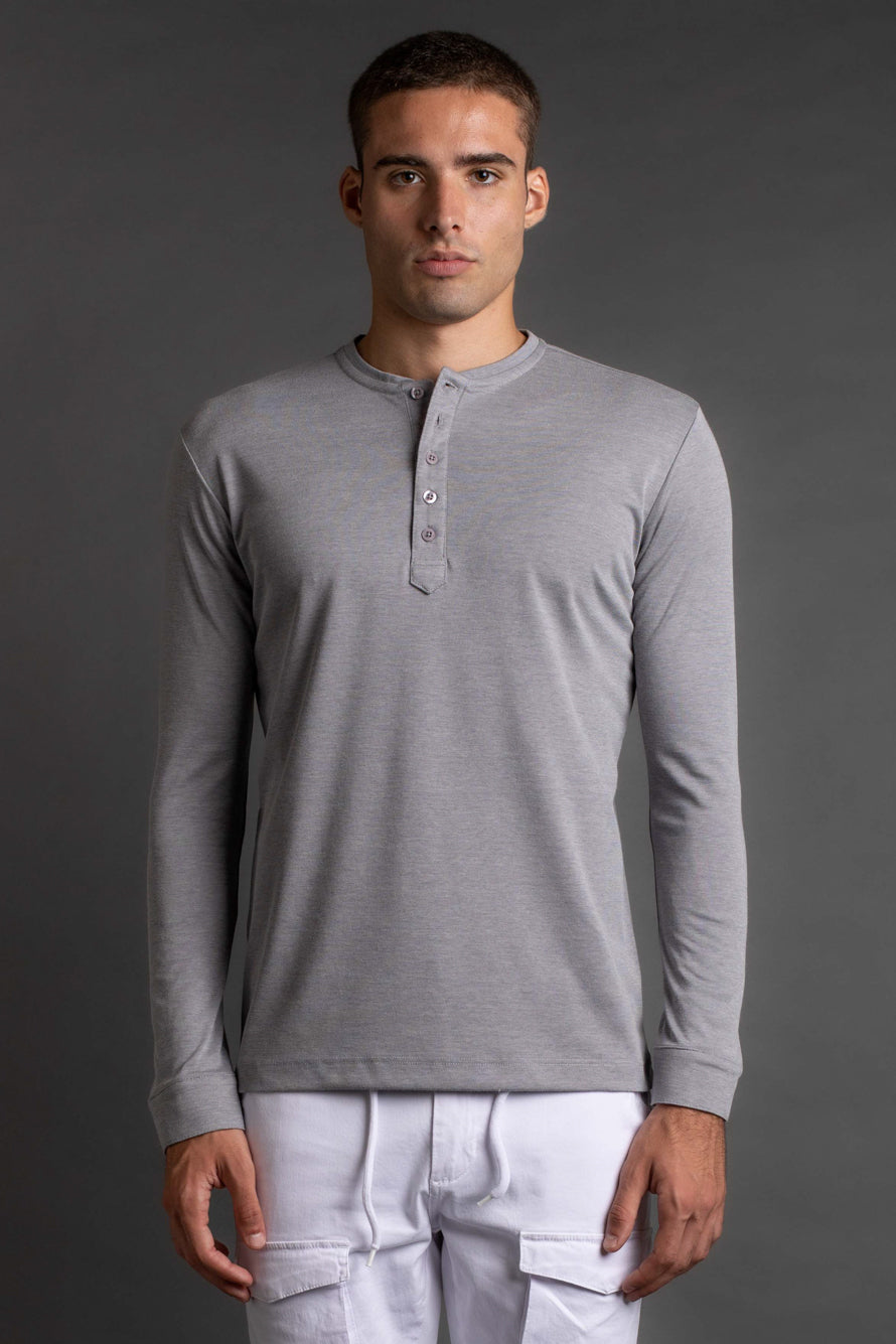 Camiseta Manga Longa Gola Portuguesa - Chumbo