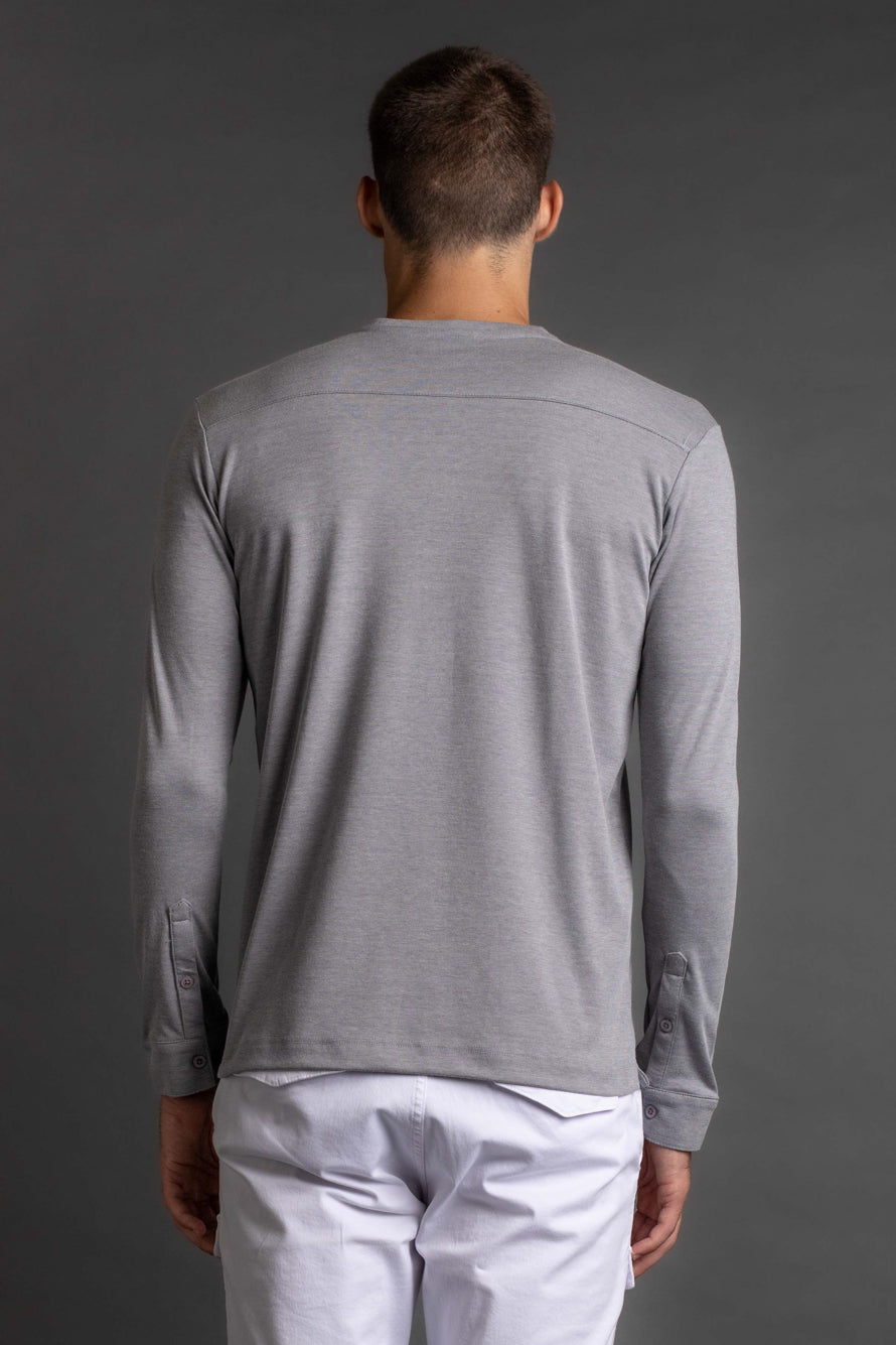 Camiseta Manga Longa Gola Portuguesa - Chumbo