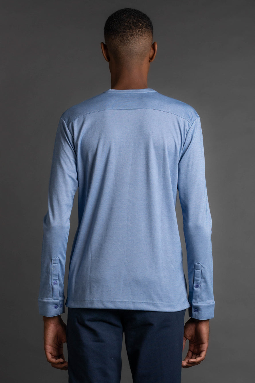 Camiseta Manga Longa Gola Portuguesa - Azul Claro