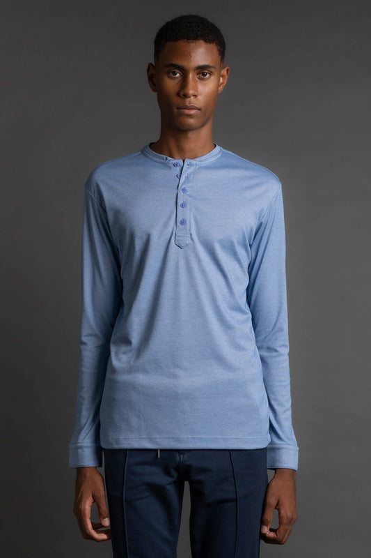 Camiseta Manga Longa Gola Portuguesa - Azul Claro