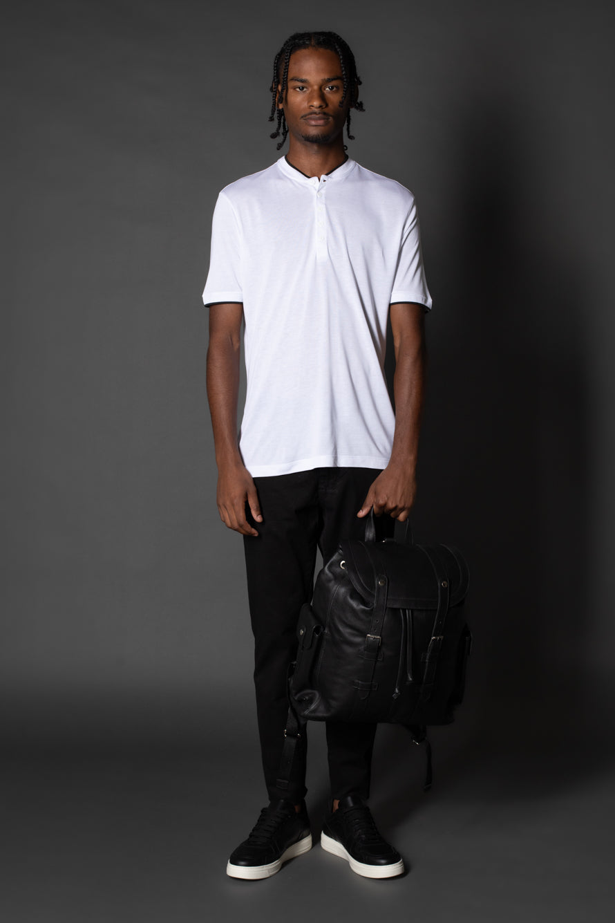 Camiseta Manga Curta Slim Gola Portuguesa Retilínea - Branco