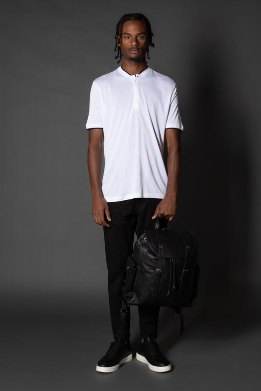 Camiseta Manga Curta Slim Gola Portuguesa Retilínea - Branco