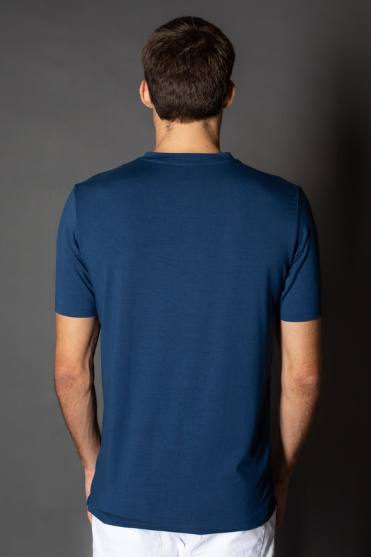 Camiseta Manga Curta Gola Portuguesa - Azul Medio