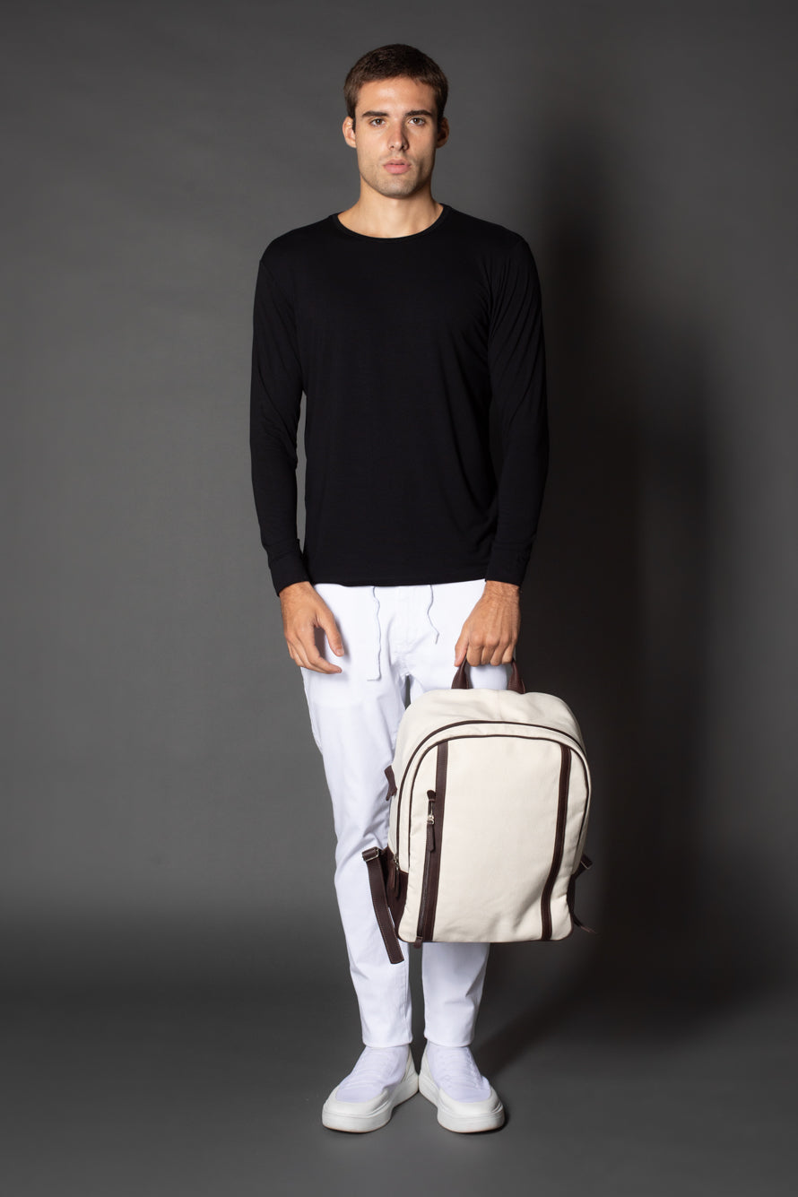 Camiseta Manga Longa Gola Slim Gola Redonda - Preto