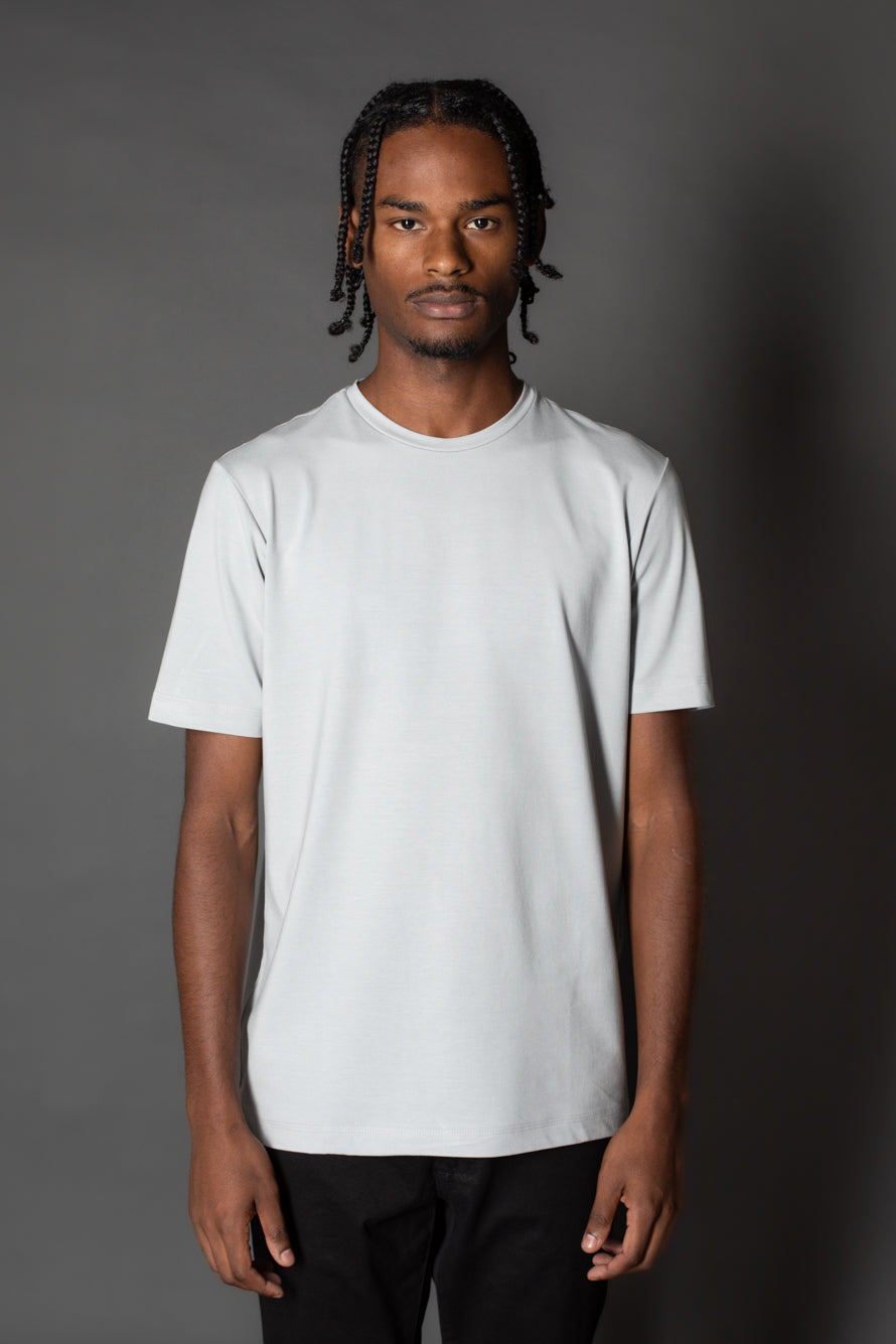 Camiseta Manga Curta Slim Gola Redonda Modal - Cinza Claro