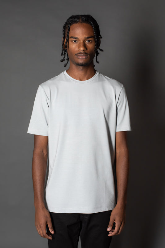 Camiseta Manga Curta Slim Gola Redonda Modal - Cinza Claro