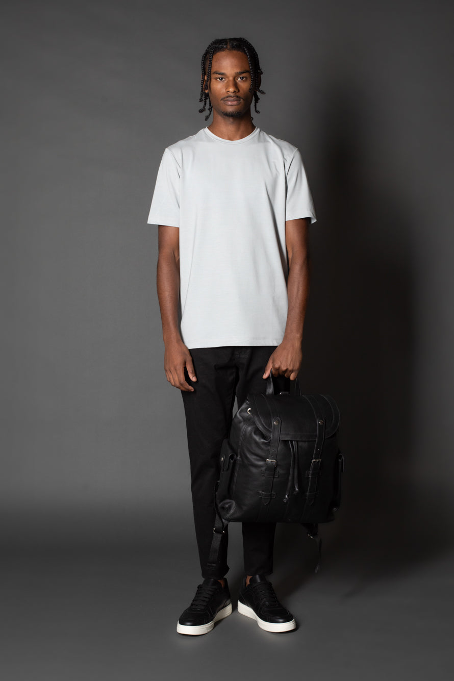 Camiseta Manga Curta Slim Gola Redonda Modal - Cinza Claro