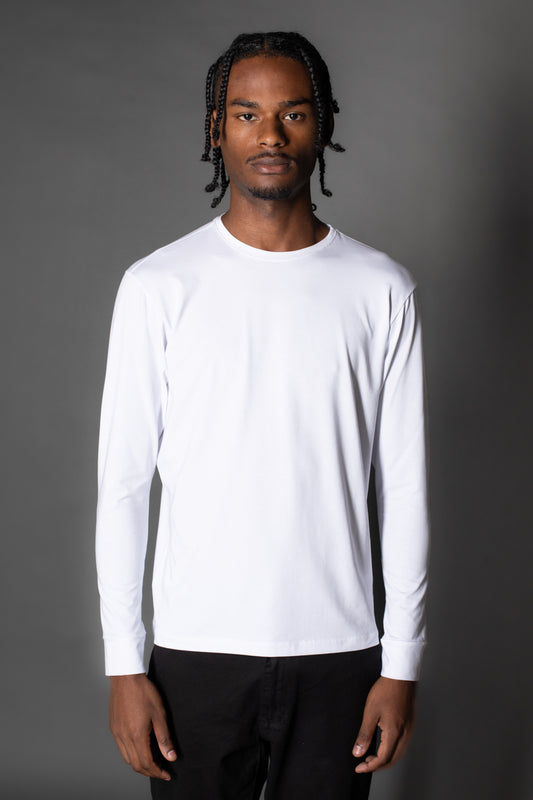 Camiseta Manga Longa Gola Slim Gola Redonda - Branco