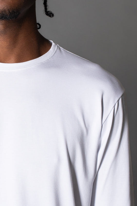 Camiseta Manga Longa Gola Slim Gola Redonda - Branco