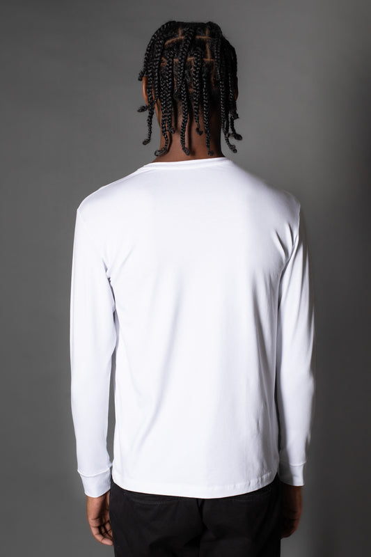 Camiseta Manga Longa Gola Slim Gola Redonda - Branco