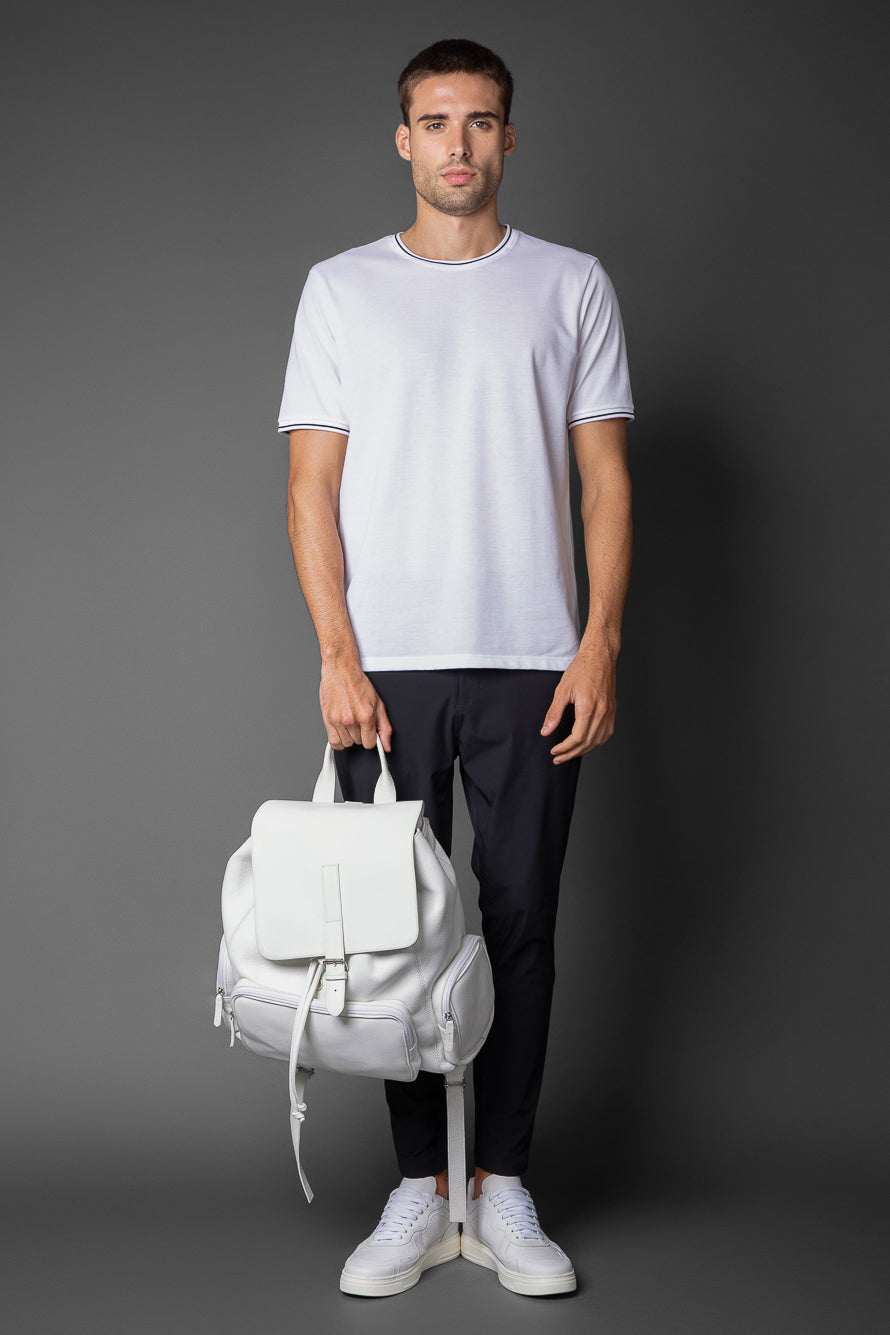 Camiseta Manga Curta Slim Pique Friso Duplo - Branco