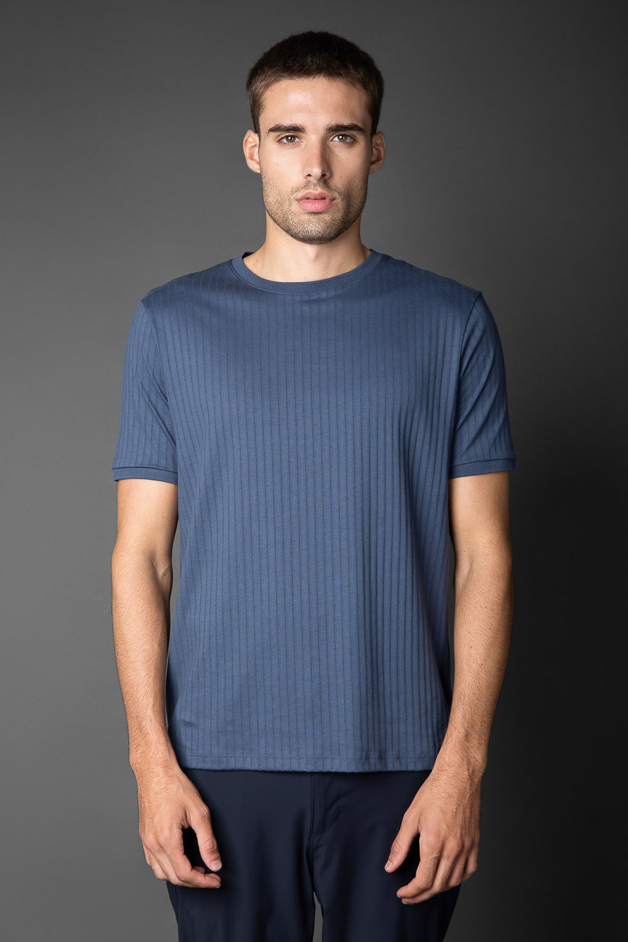 Camiseta Manga Curta Slim Pima Sanforizada - Azul Escuro