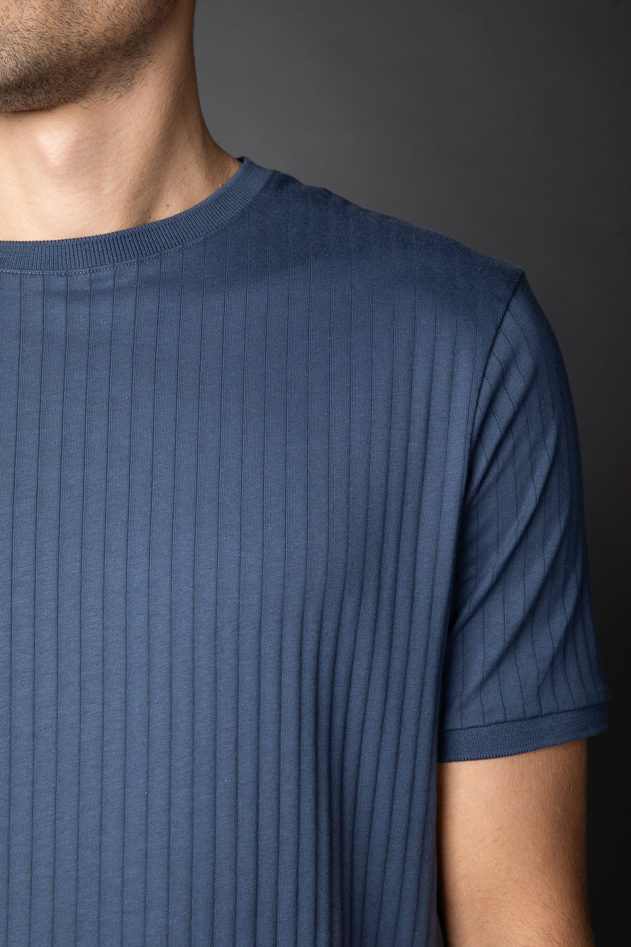Camiseta Manga Curta Slim Pima Sanforizada - Azul Escuro