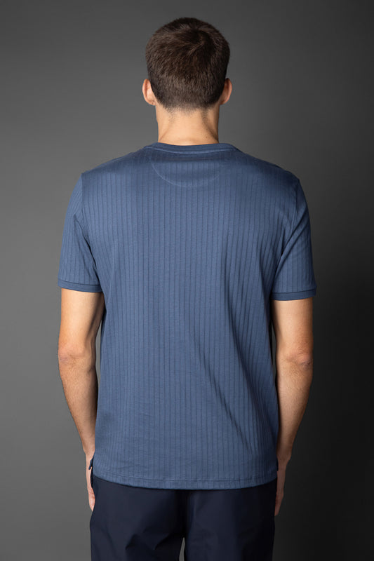 Camiseta Manga Curta Slim Pima Sanforizada - Azul Escuro