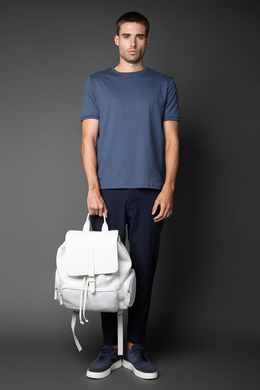 Camiseta Manga Curta Slim Pima Sanforizada - Azul Escuro