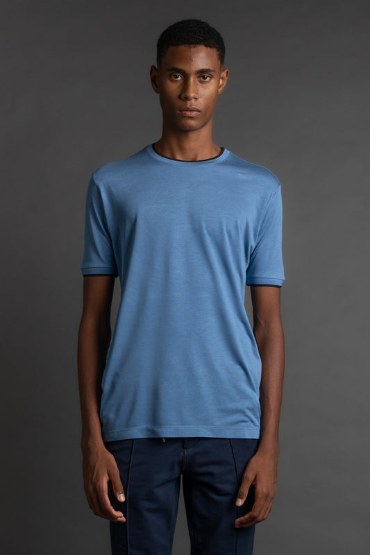 Camiseta Manga Curta Gola Redonda - Azul.