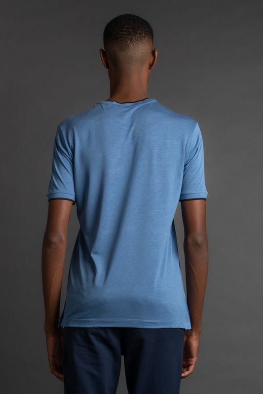 Camiseta Manga Curta Gola Redonda - Azul.