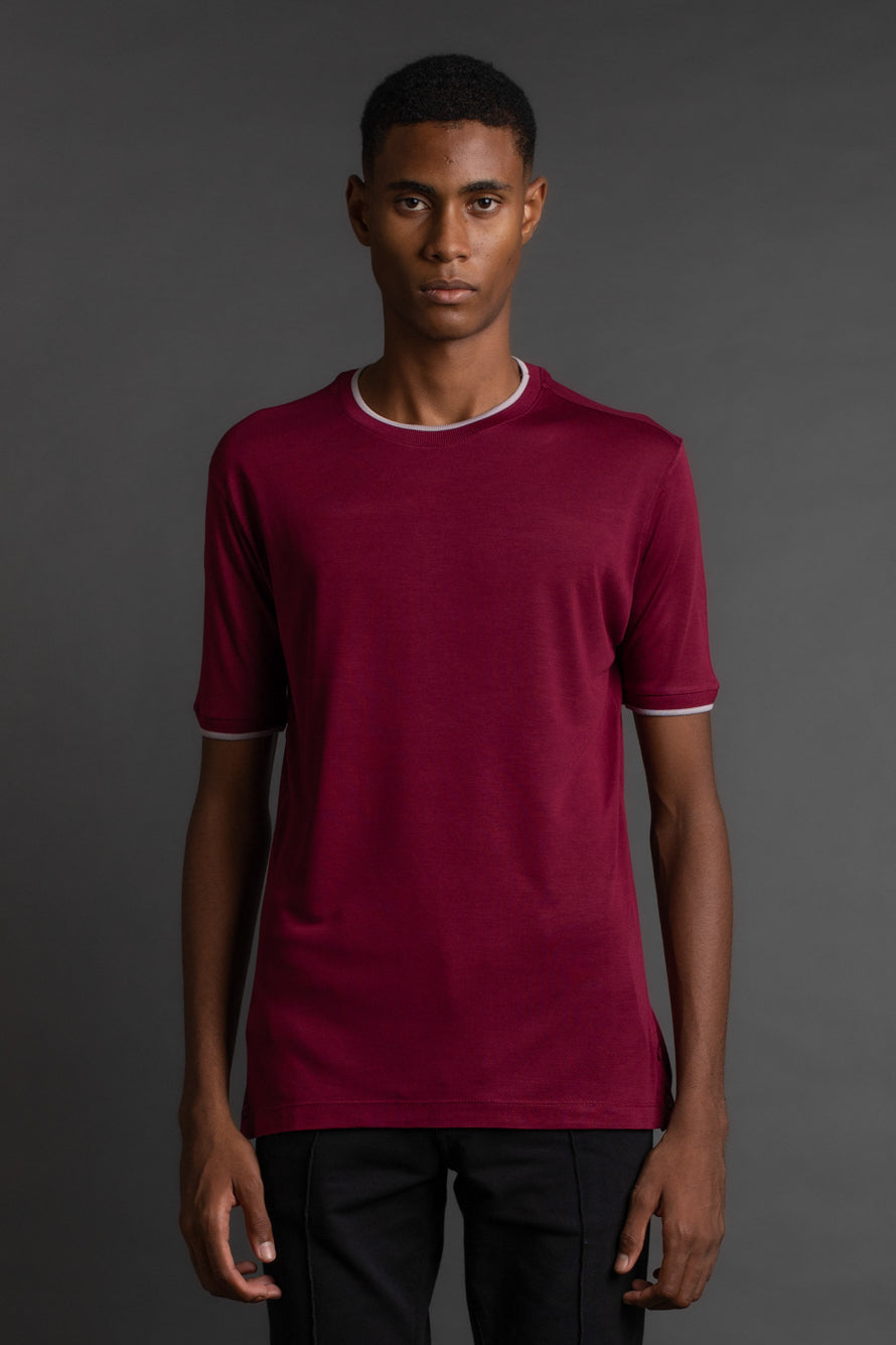Camiseta Manga Curta Gola Redonda - Bordo