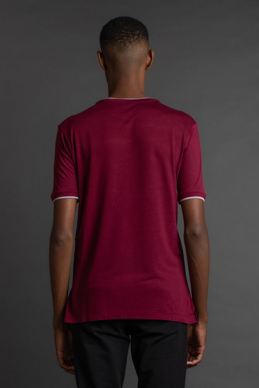 Camiseta Manga Curta Gola Redonda - Bordo