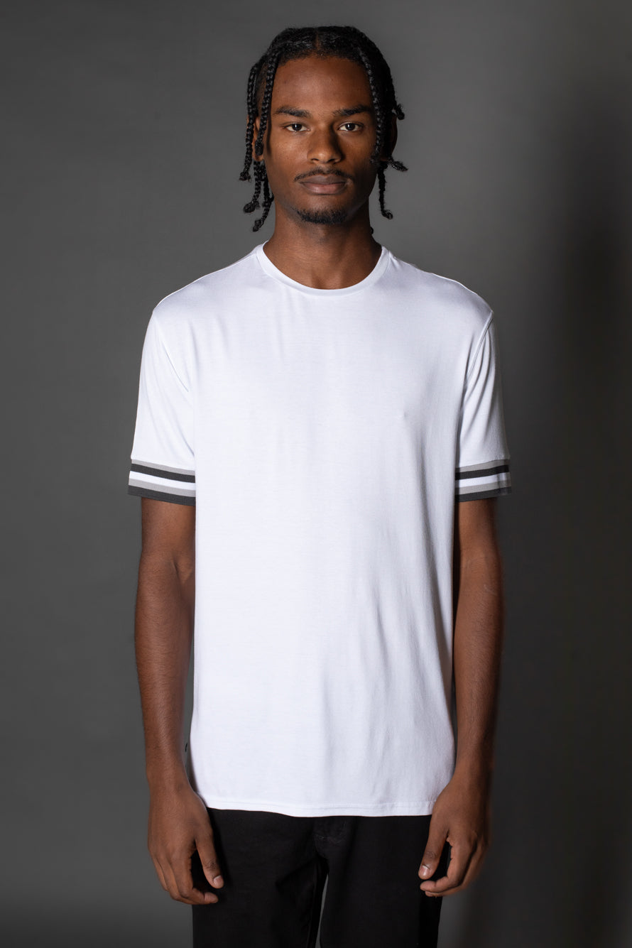 Camiseta Manga Curta Slim Faixa Manga - Branco