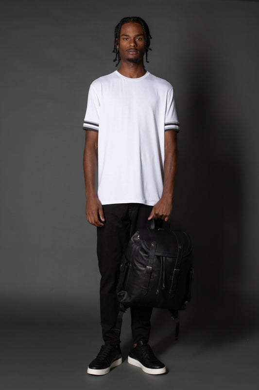 Camiseta Manga Curta Slim Faixa Manga - Branco