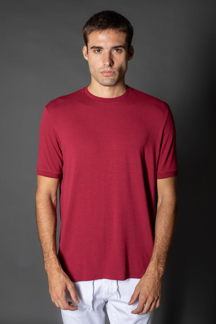 Camiseta Manga Curta Slim Botão Lateral - Bordo