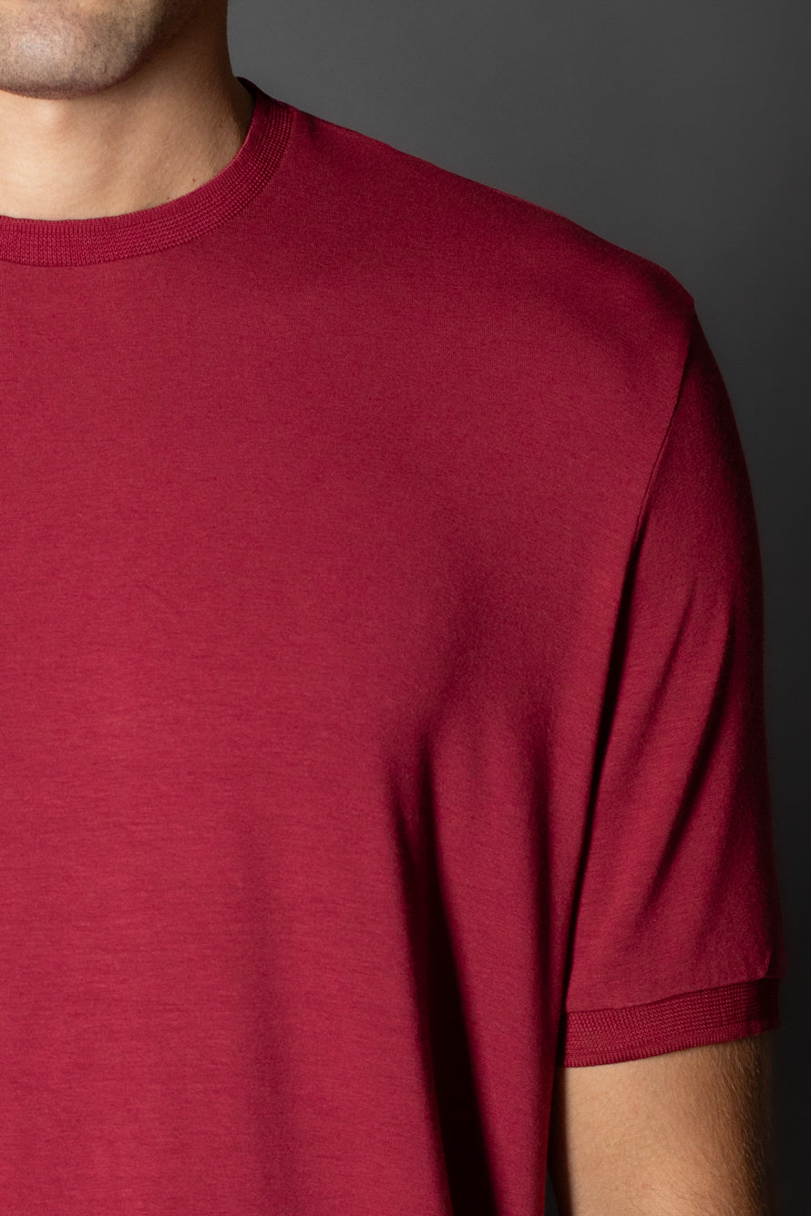 Camiseta Manga Curta Slim Botão Lateral - Bordo