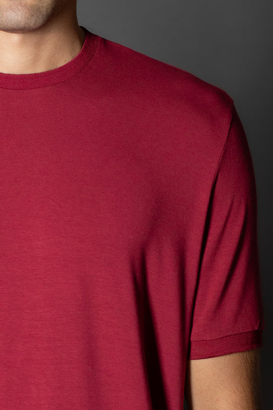 Camiseta Manga Curta Slim Botão Lateral - Bordo