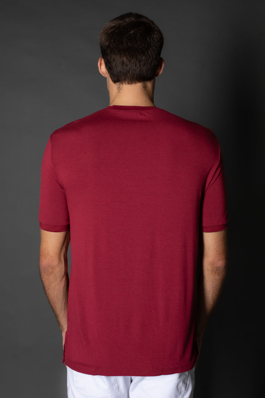 Camiseta Manga Curta Slim Botão Lateral - Bordo