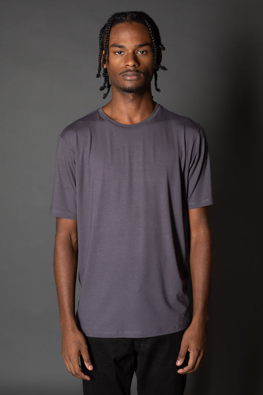 Camiseta Manga Curta Slim Gola Redonda - Chumbo
