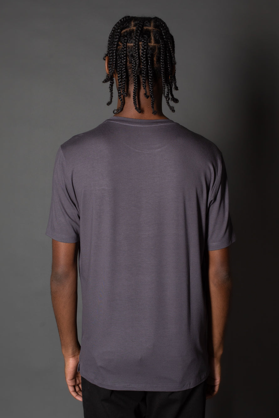 Camiseta Manga Curta Slim Gola Redonda - Chumbo