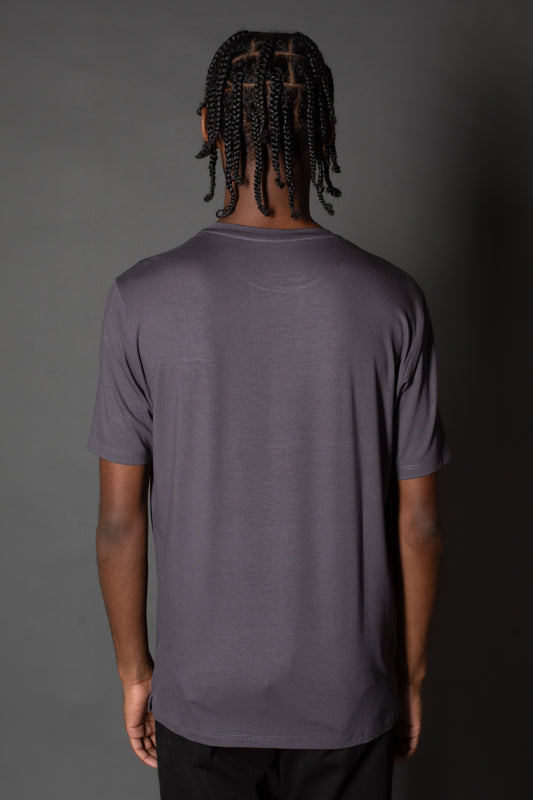Camiseta Manga Curta Slim Gola Redonda - Chumbo