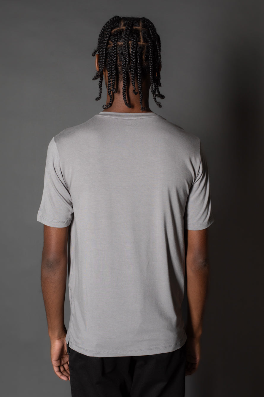 Camiseta Manga Curta Slim Gola Redonda - Cinza Claro