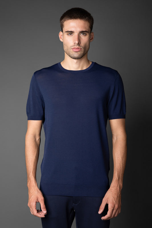 Camiseta Manga Curta Slim Gola Redonda Retilínea - Marinho