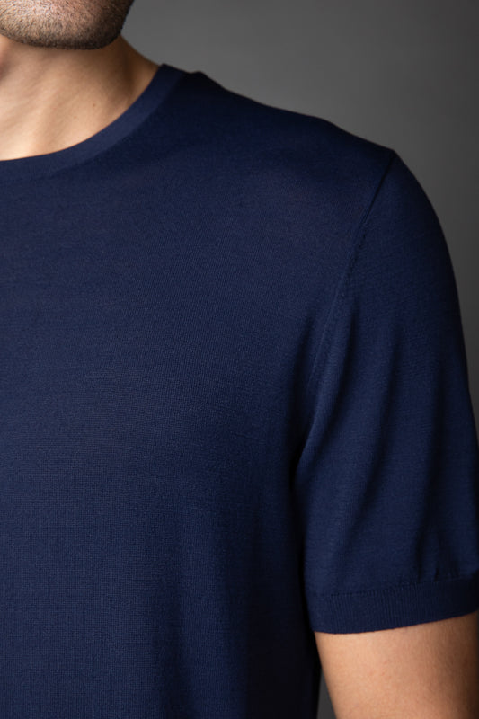 Camiseta Manga Curta Slim Gola Redonda Retilínea - Marinho
