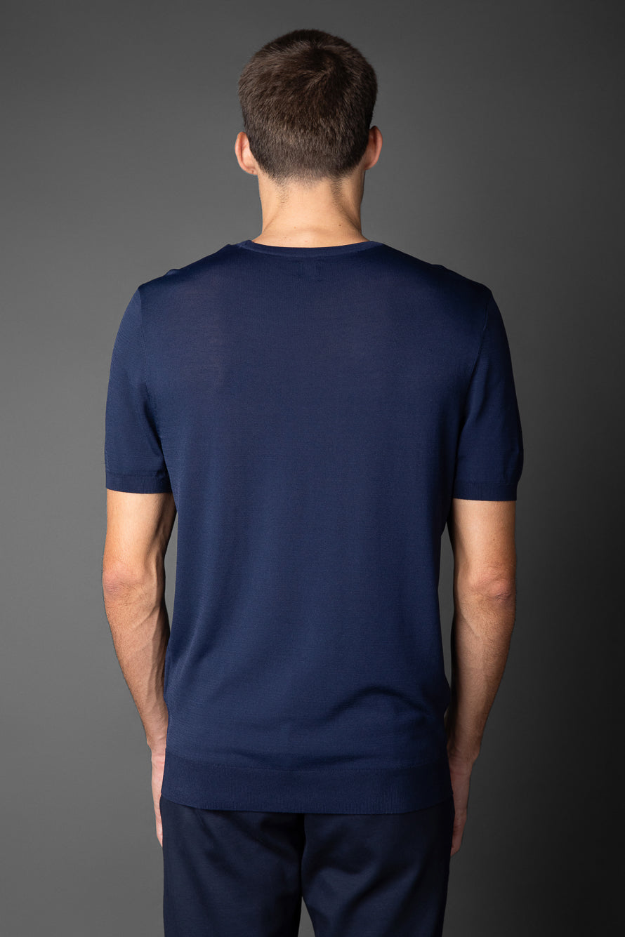 Camiseta Manga Curta Slim Gola Redonda Retilínea - Marinho