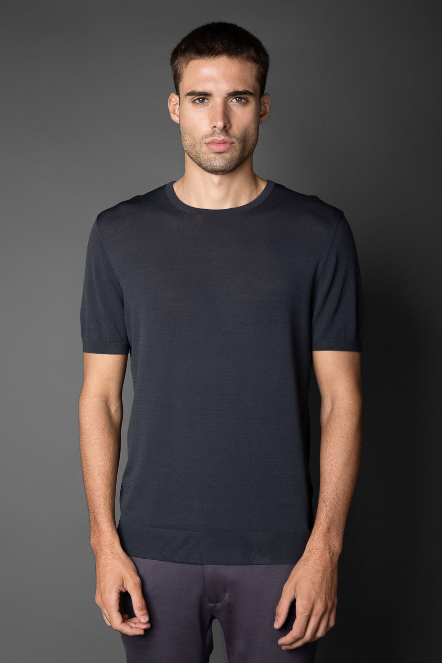 Camiseta Manga Curta Slim Gola Redonda Retilínea - Chumbo