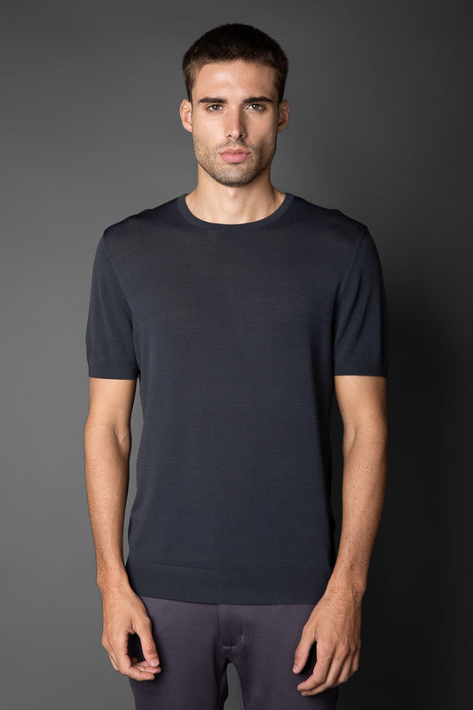 Camiseta Manga Curta Slim Gola Redonda Retilínea - Chumbo