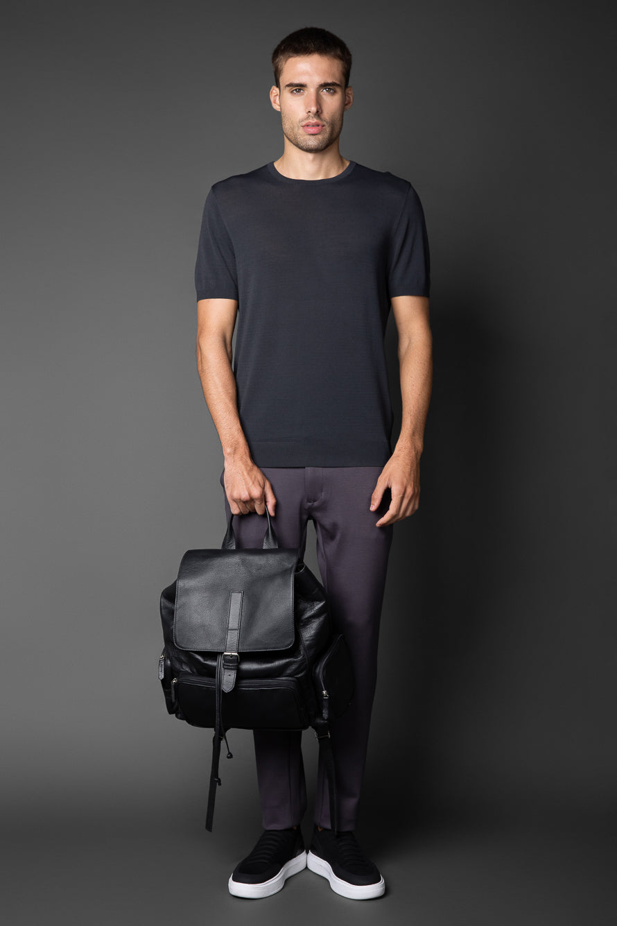 Camiseta Manga Curta Slim Gola Redonda Retilínea - Chumbo