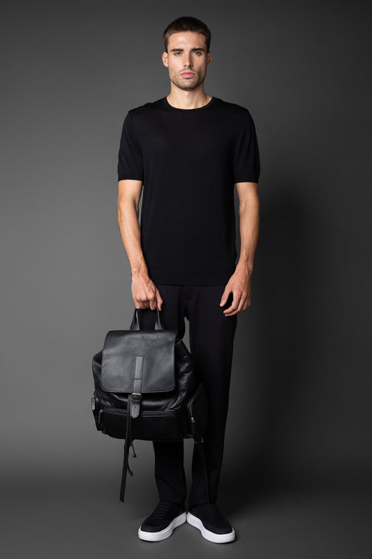 Camiseta Manga Curta Slim Gola Redonda Retilínea - Preto