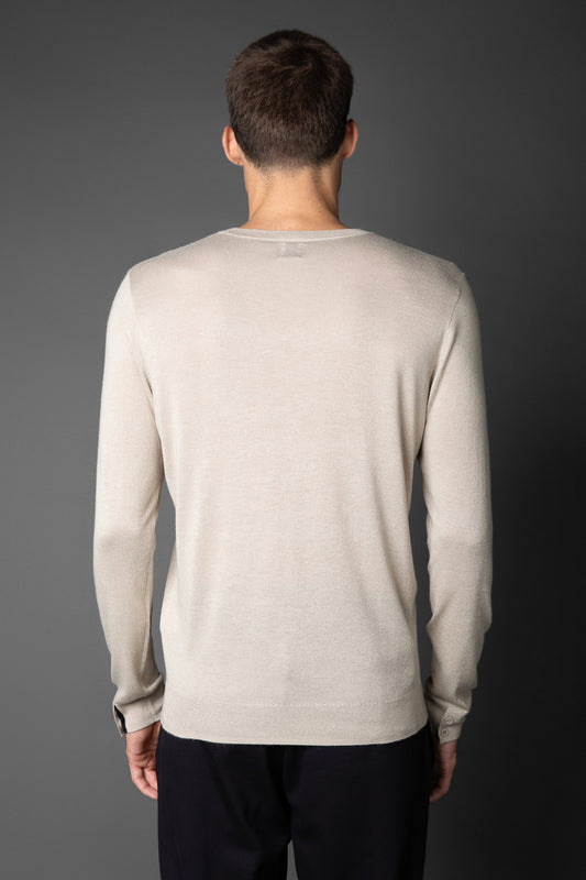 Camiseta Manga Longa Gola Redonda Retilínea - Areia