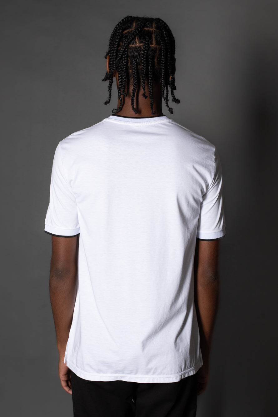 Camiseta Manga Curta Gola v Com Friso - Branco