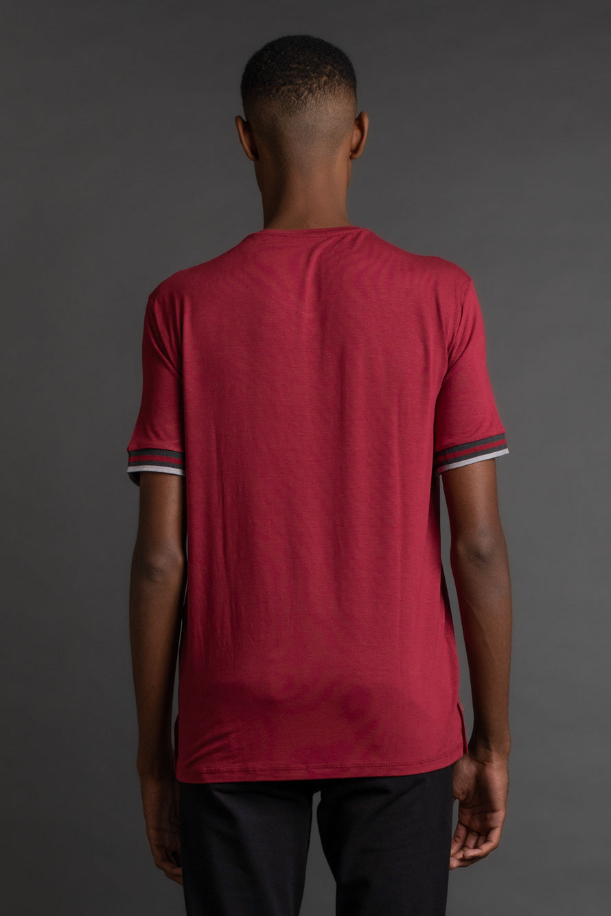Camiseta Manga Curta Gola v - Bordo