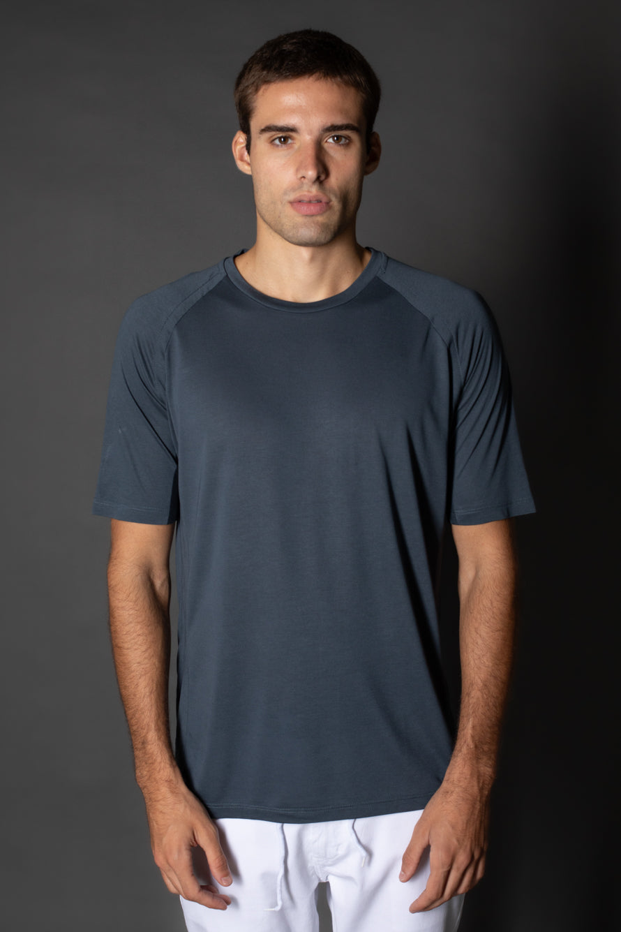 Camiseta Manga Curta Slim Raglan - Cinza Claro