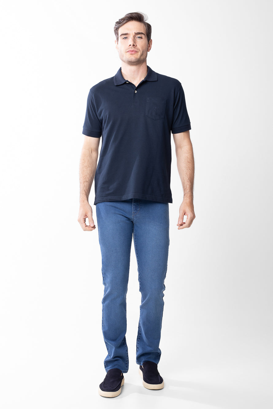 Calça Jeans 5 Bolsos - Azul Claro